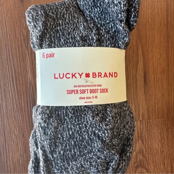 LUCKY BRAND Super Soft Boot Socks 6 Pack Multi Women’s Size 5-10 - Picture 3 of 11